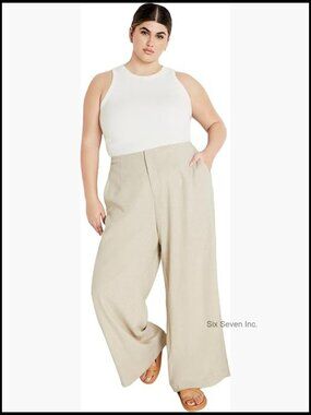 Plus Size Wide Leg Pants with Hook & Eye Zip Closure